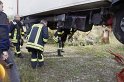 LKW faehrt in den Rhein Langel Hitdorf Faehre P558